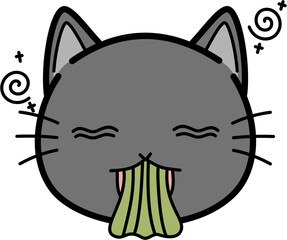 Cute gray cat Vomit