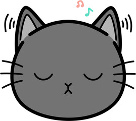 Cute gray cat listen to music