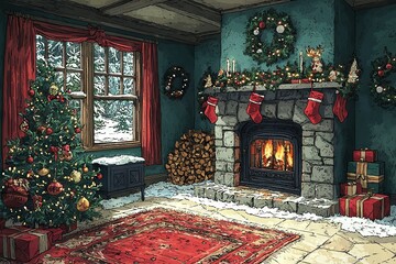 Architectural Beauty of Christmas Environments - Cartoon Highlighting Layout, Structure, and Styling