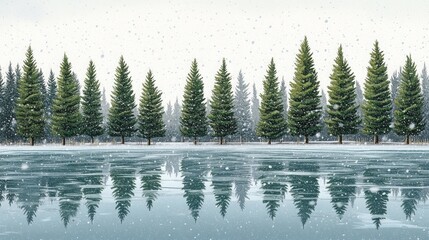 Fototapeta premium Emerald Reflection, Evergreen trees