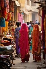 Fototapeta premium Market adult sari transportation.
