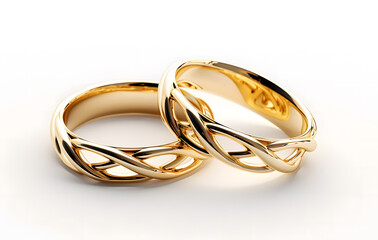 A pair of beautiful golden wedding rings reflecting light, symbolizing love and commitment, perfect for celebrating a marriage or engagement