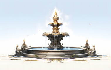 Fototapeta premium Illuminated fountain in a European park