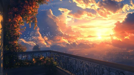 Golden Sunset Over Cityscape