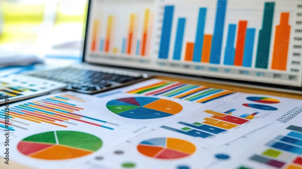 Aufkleber colorful charts and graphs on a desk