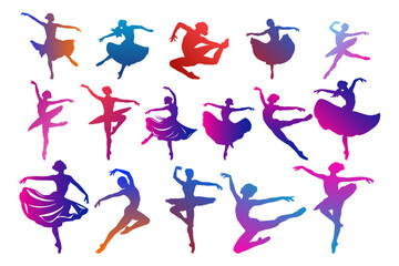 Dancer in Motion colorful silhouette vector art illustration collection