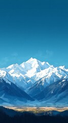 Obraz premium Crystal Horizon, Snow covered mountains