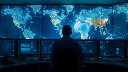 Exploring the global digital landscape a visual representation of technological connectivity and cybersecurity monitoring systems