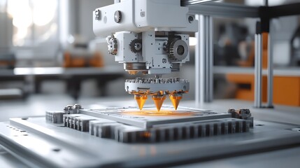 Fototapeta premium Innovative 3D Printing Machine for Rapid Prototype Processing in Industrial Manufacturing