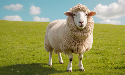 Obraz premium Happy sheep on a meadow