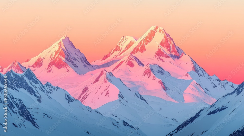 Canvas Prints Alpine Glow, Snow covered mountains