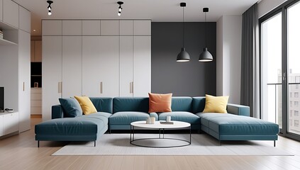 interior empty apartment shows standard living room rendering style furniture decor included