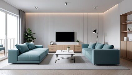 interior empty apartment shows standard living room rendering style furniture decor included