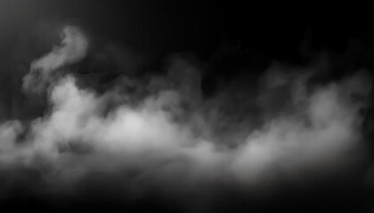 White and gray moving Fog or Smoke in front of a black background