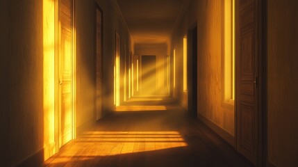 Fototapeta premium Golden Light in a Hallway