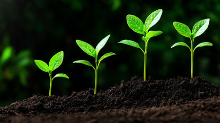 Fototapeta premium Stages of plant growth on a timeline, symbolizing how small beginnings lead to great success