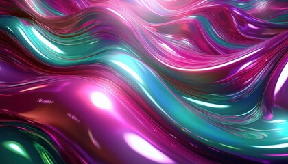 Fototapeta premium Abstract background 3D, shiny plastic waves with pink and cyan textures and lights interesting forms. Futuristic 3D