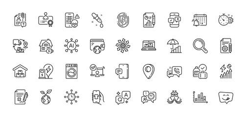 Ship, Charging station and Diagram graph line icons pack. AI, Question and Answer, Map pin icons. Washing machine, Reject file, Shop app web icon. Vector