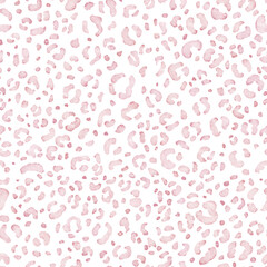 Pink leopard seamless pattern. Fashion stylish texture hand drawn watercolor. Seamless leopard skin print light color. Abstract exotic jungle or africa wild cat texture.