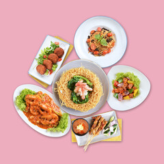 local cook live fresh catfish seafood fish chicken pork meat with spicy red dry chili curry sauce and vegetable rice asian Chinese banquet halal seafood steamboat cafe restaurant menu set combo crop