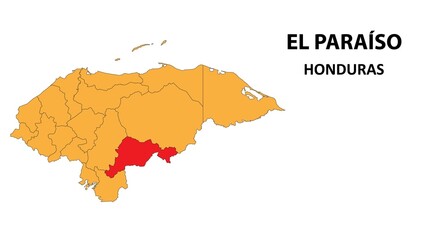 El Paraíso Map is highlighted on the honduras map with detailed state and region outlines.