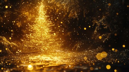 Golden Sparkling Christmas Tree