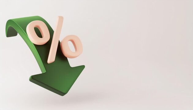 A green downward arrow with a percentage symbol, representing a decline or decrease in statistics or values.