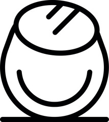 Simple vector icon of a coconut, perfect for representing tropical destinations, healthy eating, or anything related to coconuts