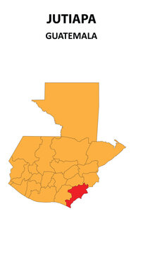 Jutiapa Map is highlighted on the Guatemala map with detailed state and region outlines.