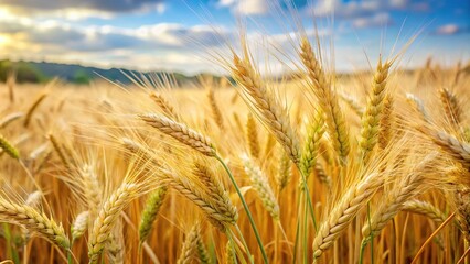 Naklejka premium lush barley field on a farm with raw cereals, concept of farming nutritious diet and natural groceries
