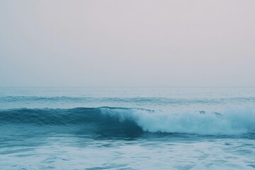 Fototapeta premium Serenity Shore: Minimalist Ocean Scene with Soft Waves Generative AI