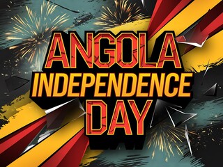 Angola Independence Day Celebration with Fireworks and Geometric Shapes