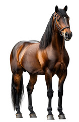 Obraz premium Full-Body Brown Horse with Bridle Isolated on Transparent Background