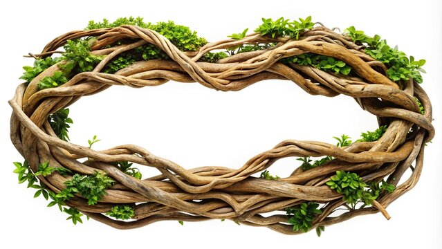 wood root spiral twisted jungle tree branch vine liana plant isolated on white background