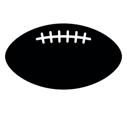 American football Rugby ball - black and white vector silhouette symbol illustration, white background