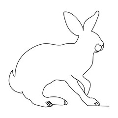 Continuous one line drawing of Easter Bunny. Cute rabbit silhouette with ears in simple minimalistic style for spring design greeting card and web banner. Linear Vector illustration