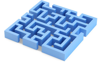 Blue squared 3d maze. 3d illustration