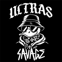 Illustration Vector of Duck style football fans Ultras hooligan logo