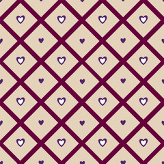 Trendy Digital Artwork: Seamless Vector Patterns with Chic Hearts and Vibrant Geometric Designs



