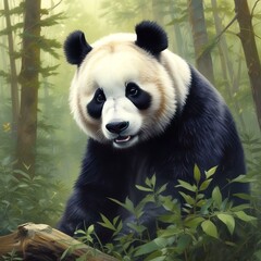 Fototapeta premium Adorable wild animal panda.