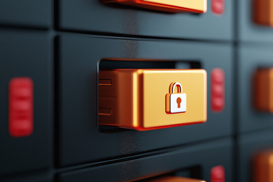 A private cloud storage interface with secure file icons, symbolizing safe and protected data management