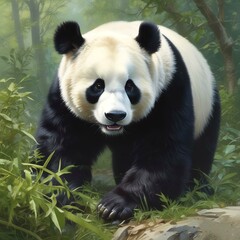 Fototapeta premium Adorable wild animal panda.