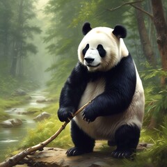 Fototapeta premium Adorable wild animal panda.