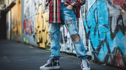 Obraz premium Stylish Urban Fashion with Graffiti Background
