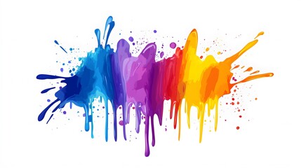 Fototapeta premium Colorful paint splashes on a white background, vector illustration. Colorful splash brush strokes, flat design