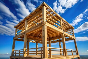 Wooden structure with clear blue sky in background