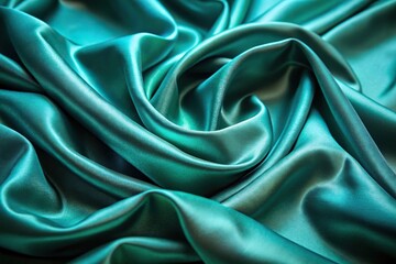 Obraz premium Luxurious teal silk satin with light green and blue accents forced perspective