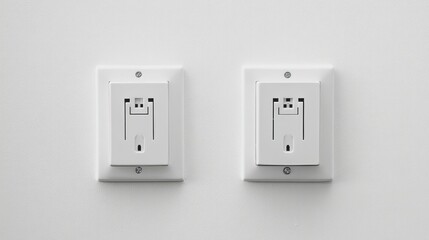 A clean and simple image of two white electrical outlets set against a pristine white background, perfect for discussions on electrical safety and home installations.