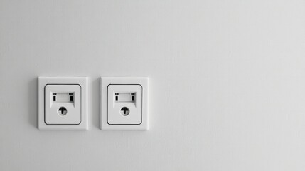 A clean composition featuring two white electrical outlets on a white wall, illustrating their role in home environments, suitable for product displays or home guides.