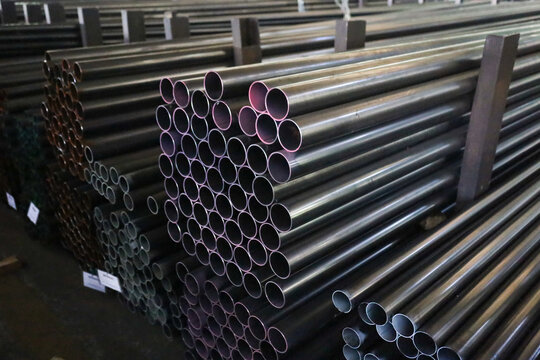 steel pipe product group square pipe Construction steel products such as black steel pipes, image ideas, examples of steel products.metal warehouse industry, delivery to customers.